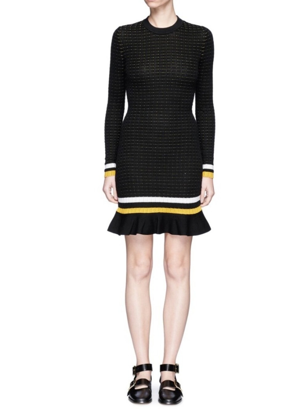 Phillip Lim Striped Ruffle Hem Knit Dress.